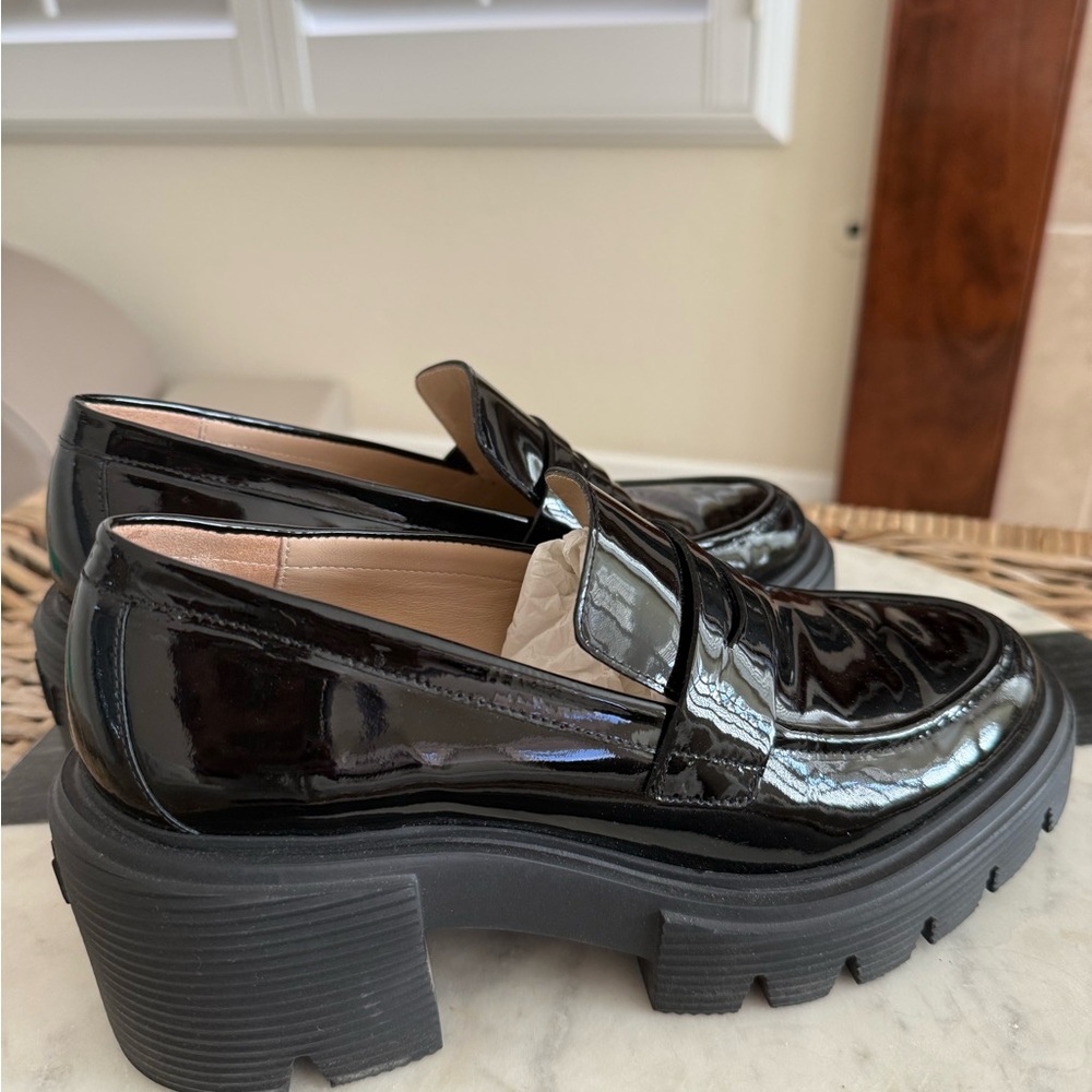 Stuart Weitzman Patent Leather Soho Black Loafers